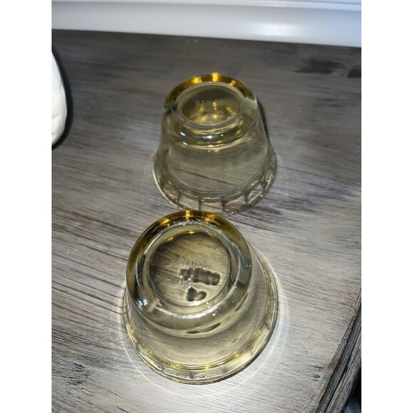 2 Vintage Amber Yellow Glass Custard Cups Small Bowls Set of Two Mexico - Picture 2 of 12